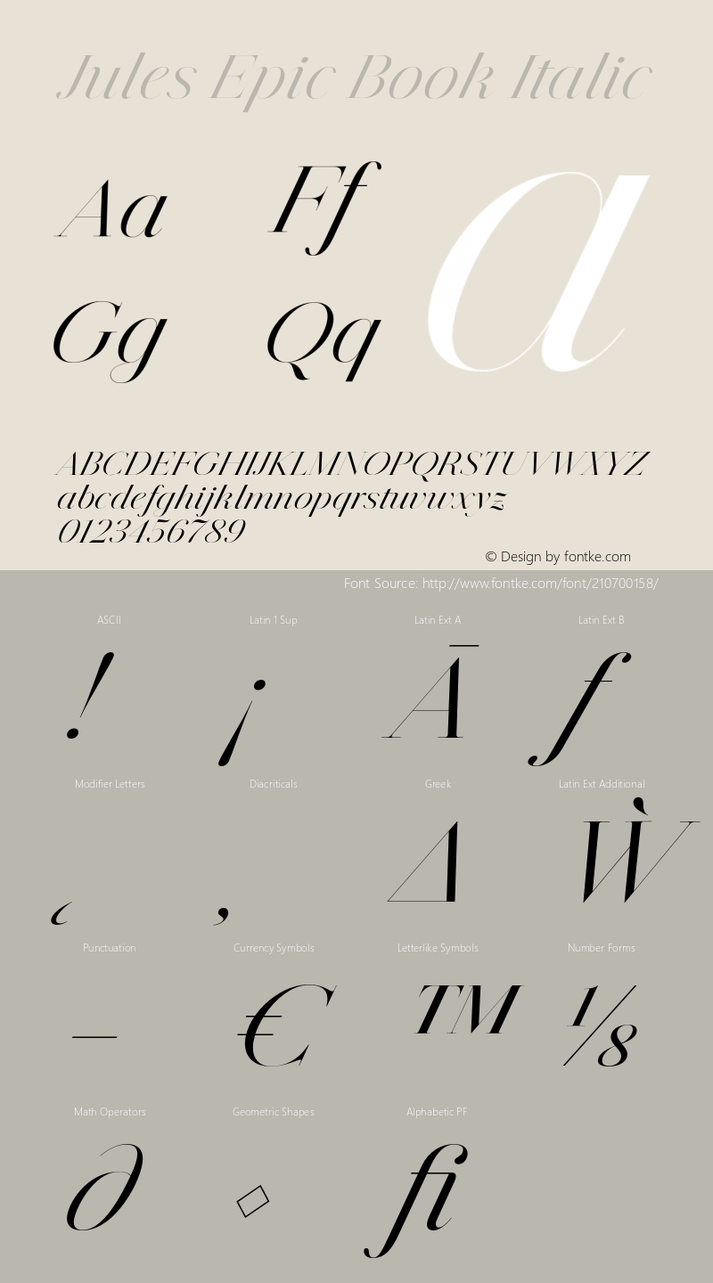 Jules Epic Book Italic Version 1.001;PS 001.001;hotconv 1.0.70;makeotf.lib2.5.58329图片样张