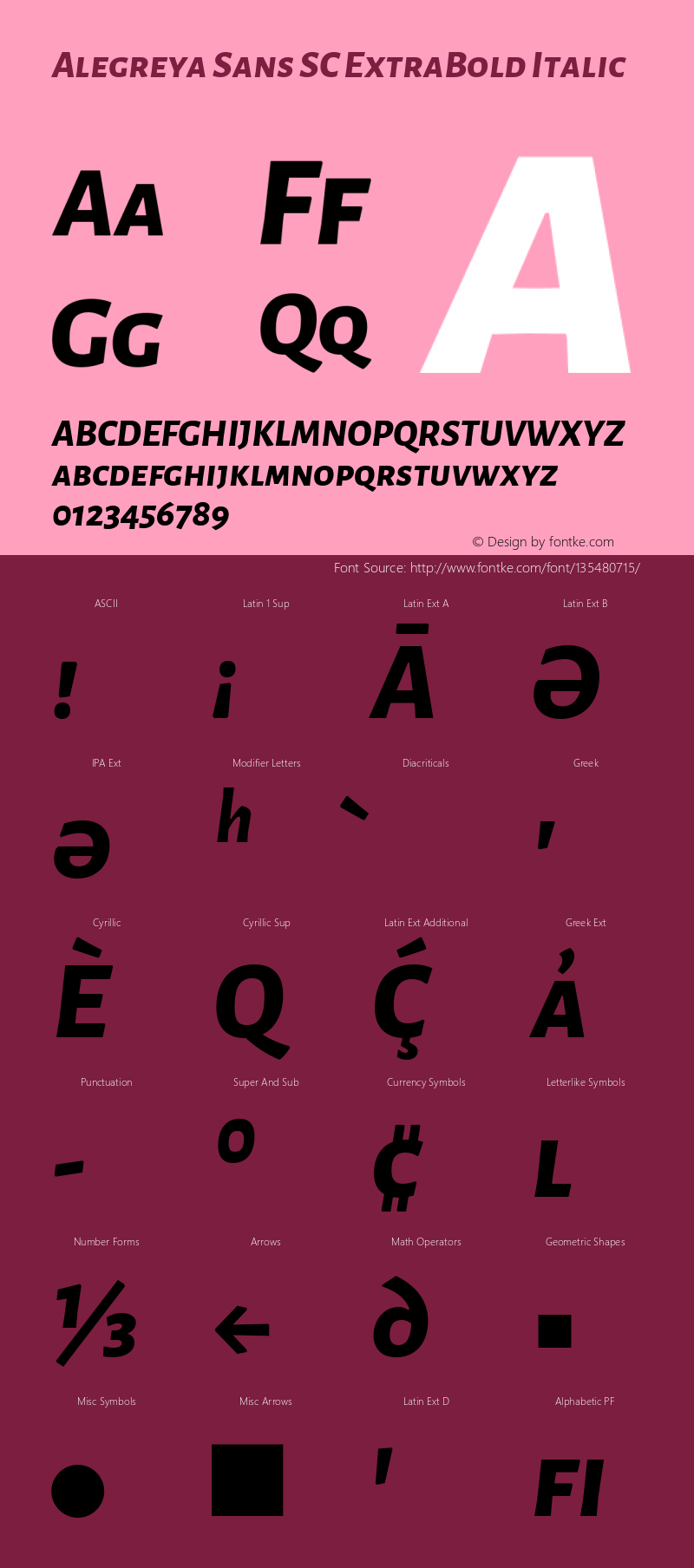 Alegreya Sans SC ExtraBold Italic Version 2.003; ttfautohint (v1.6)图片样张