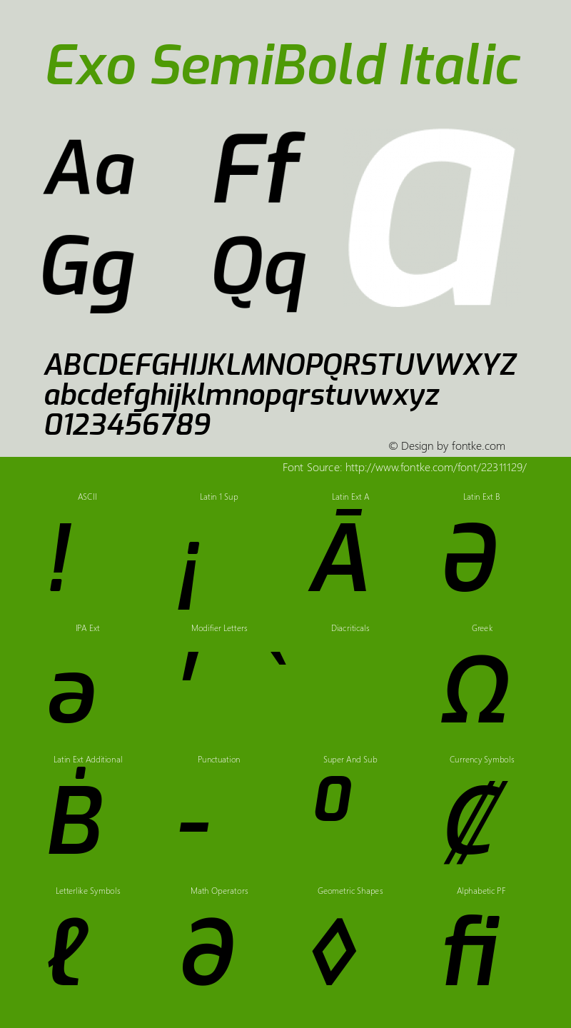 Exo SemiBold Italic Version 1.500图片样张