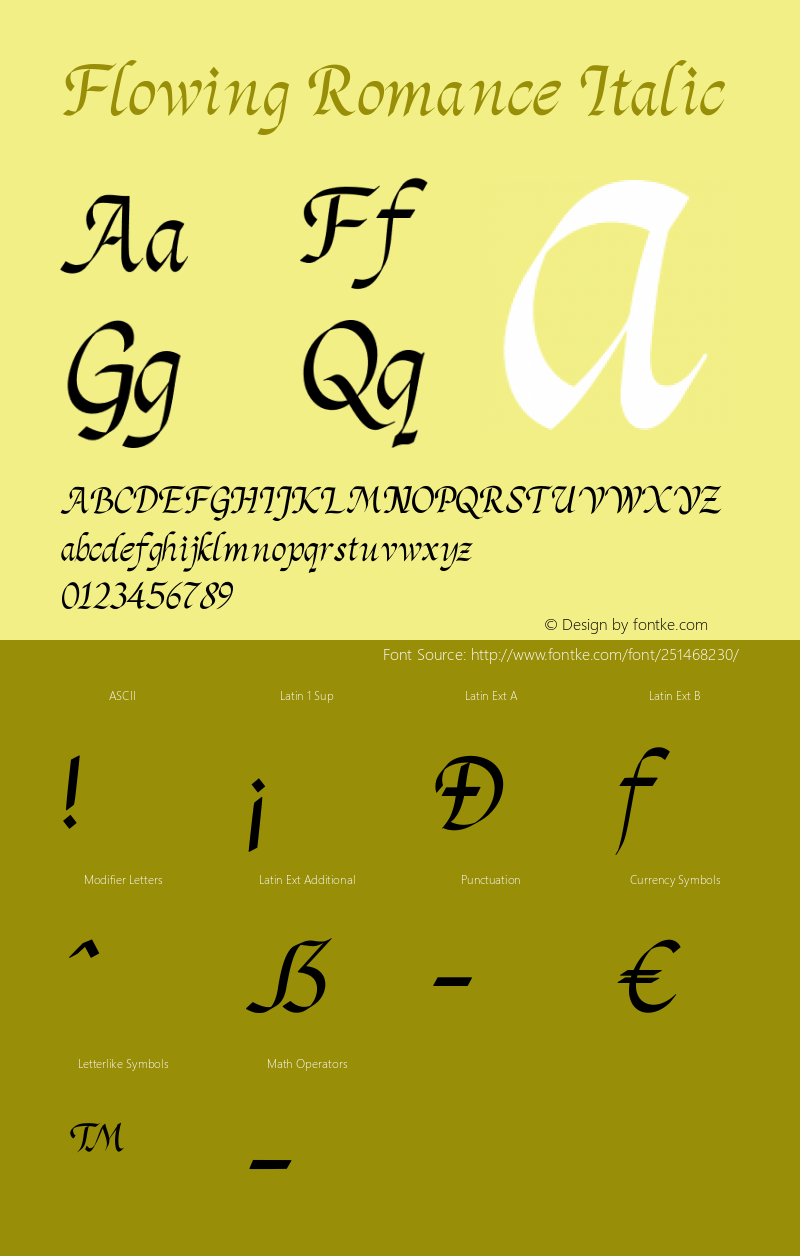 FlowingRomance-Italic Version 1.008;Fontself Maker 3.5.8图片样张