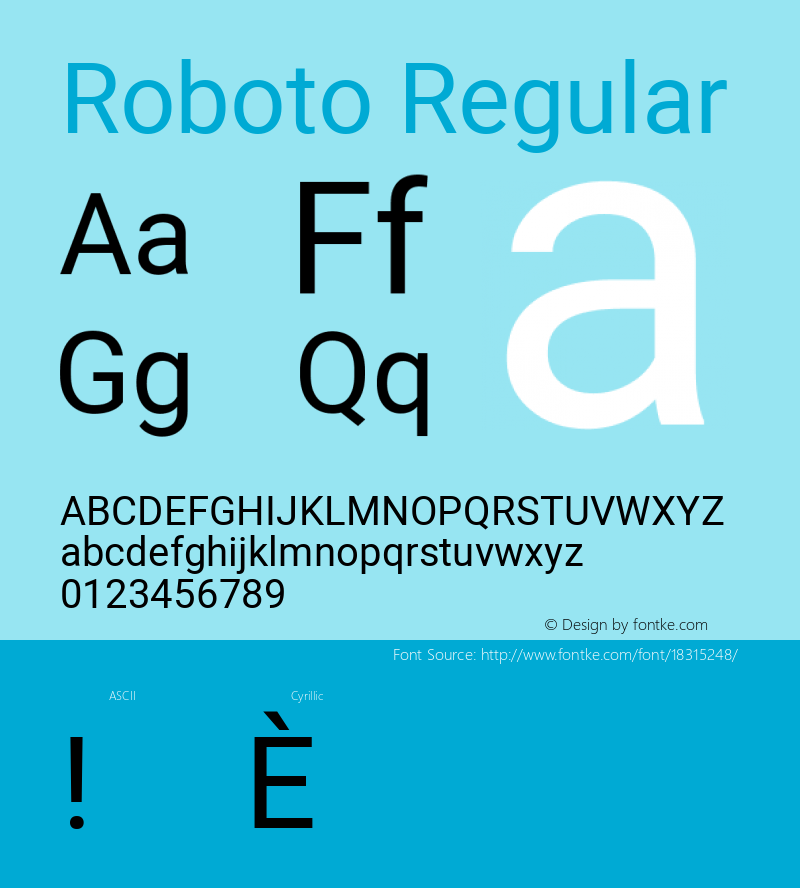 Roboto Regular Version 2.134; 2016; ttfautohint (v1.4.1)图片样张