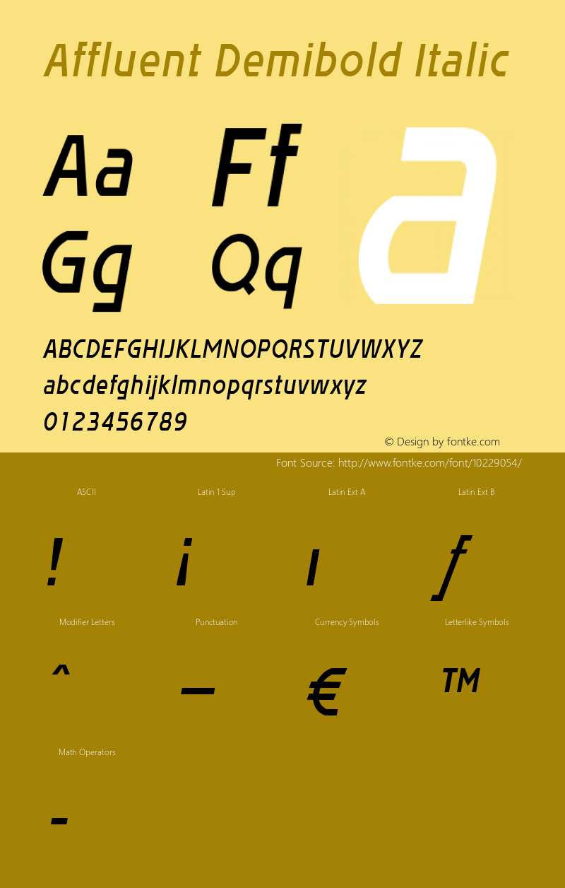 Affluent Demibold Italic Version 1.100 2004图片样张