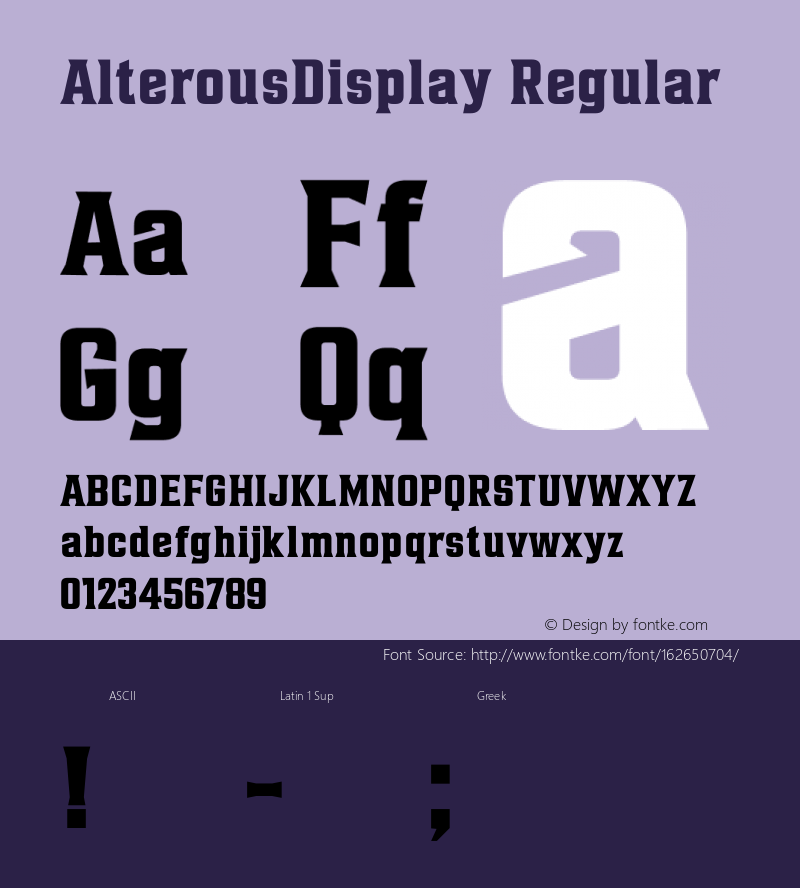 AlterousDisplay Version 1.00;October 8, 2020;FontCreator 13.0.0.2681 64-bit图片样张