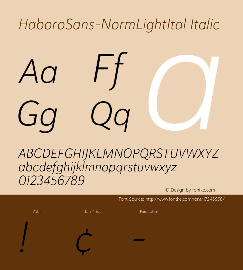 HaboroSans-NormLightItal Italic Version 1.0图片样张