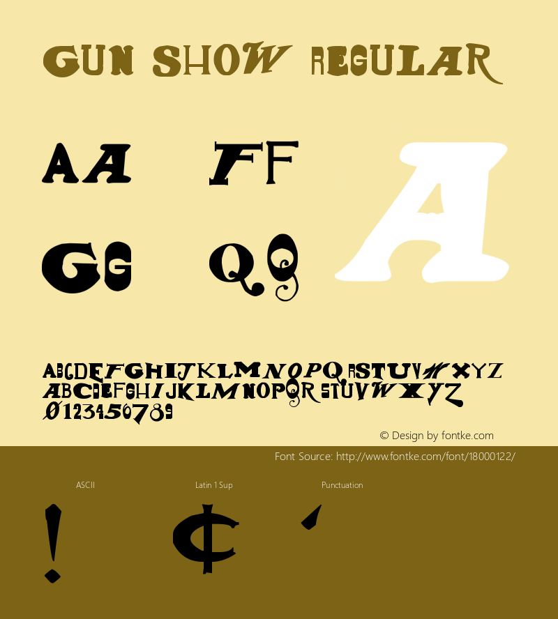 Gun Show Regular Version 1.00 January 28, 2009, initial release, www.yourfonts.com图片样张