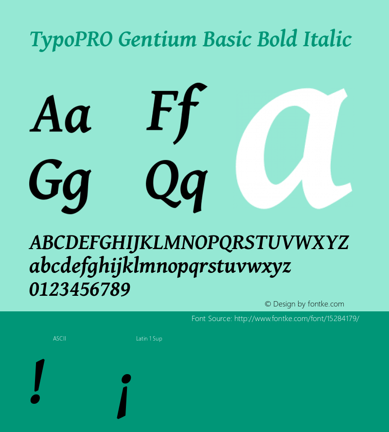 TypoPRO Gentium Basic Bold Italic Version 1.102; 2013; Maintenance release图片样张