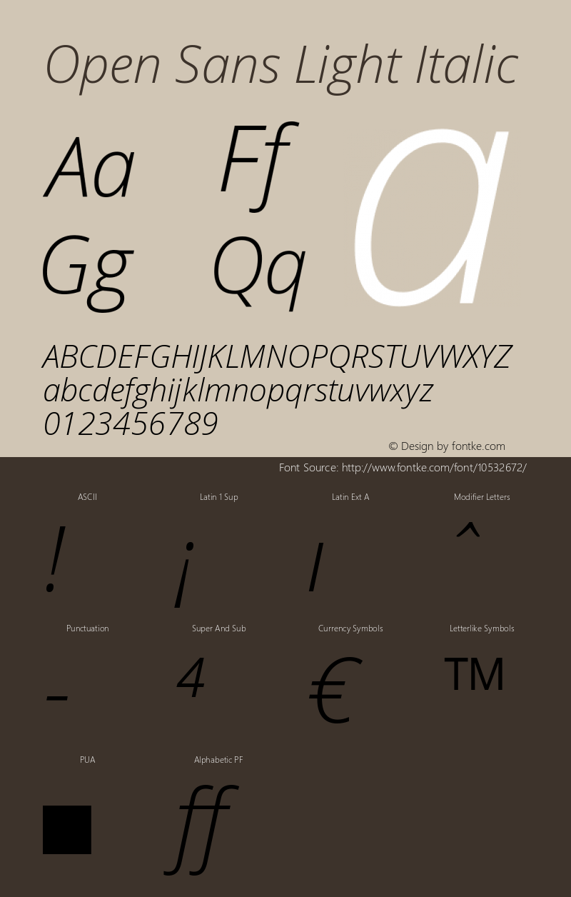 Open Sans Light Italic Version 1.10图片样张