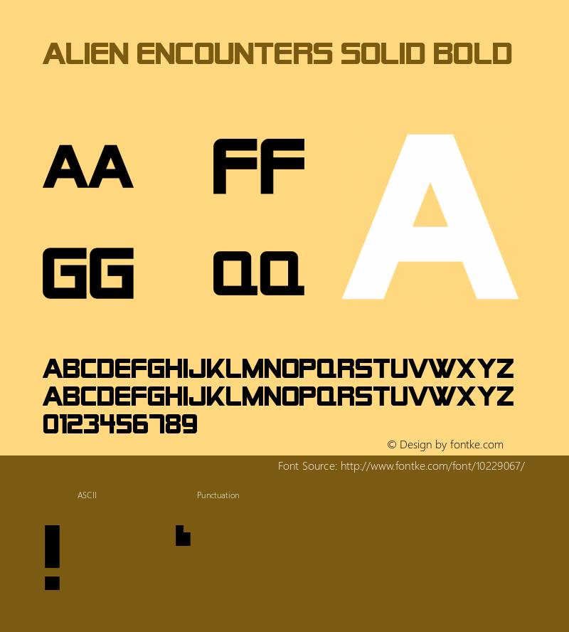 Alien Encounters Solid Bold Macromedia Fontographer 4.1 3/28/99图片样张