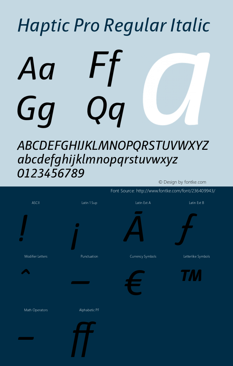 Haptic Pro Regular Italic Version 1.000;Glyphs 3.1.1 (3138)图片样张