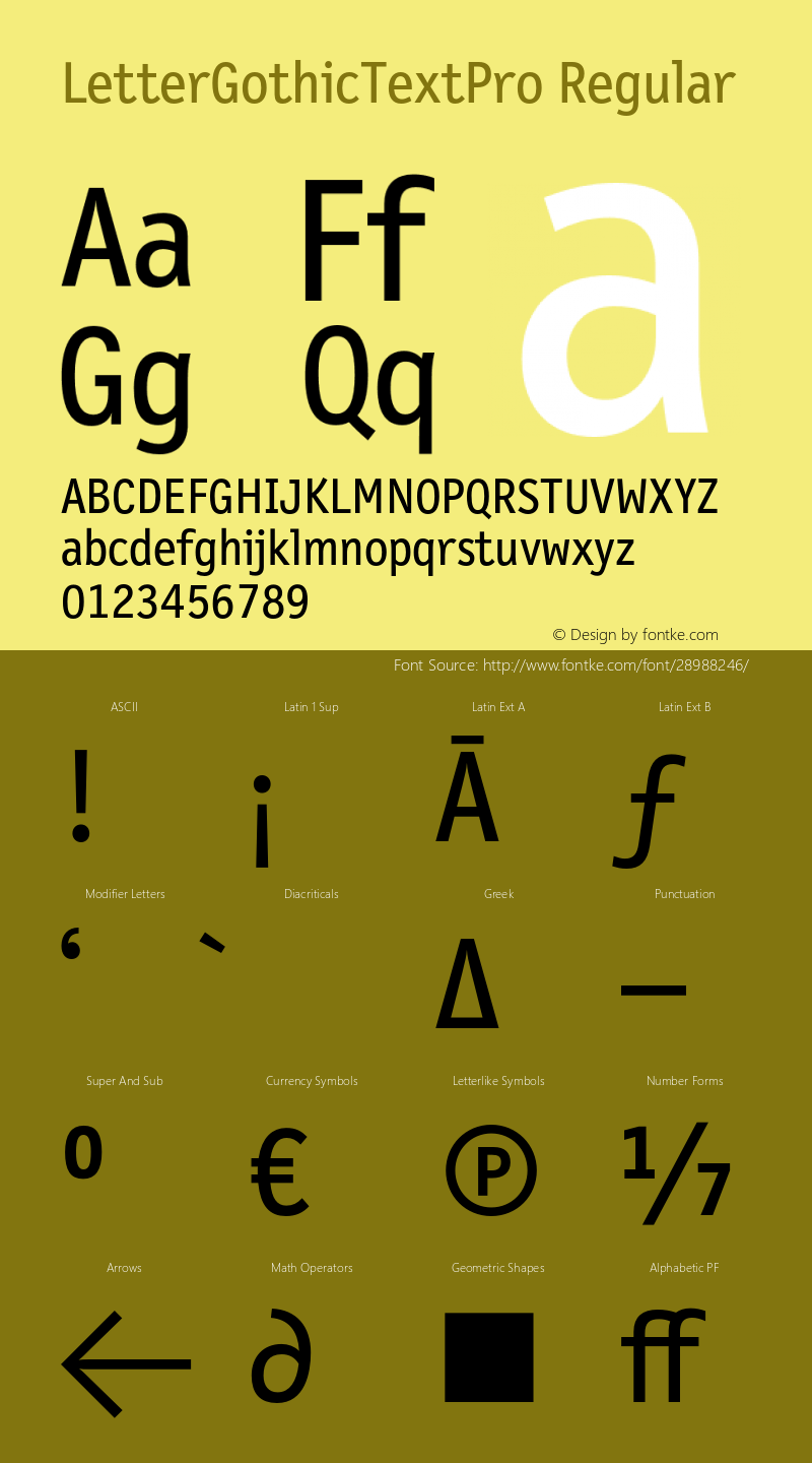 LetterGothicTextPro-Regular Version 7.504图片样张