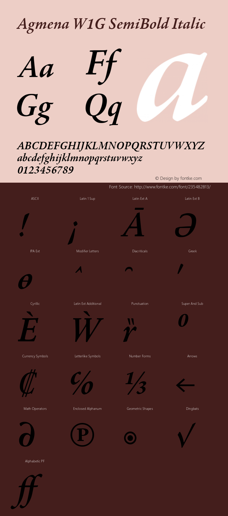 Agmena W1G SemiBold Italic Version 1.00图片样张