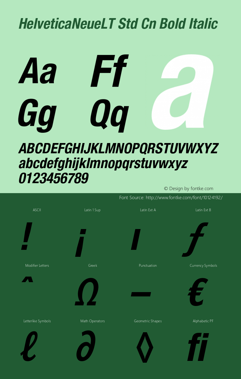 HelveticaNeueLT Std Cn Bold Italic OTF 1.029;PS 001.000;Core 1.0.33;makeotf.lib1.4.1585图片样张