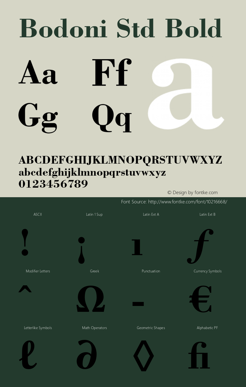 Bodoni Std Bold Version 2.020;PS 002.000;hotconv 1.0.50;makeotf.lib2.0.16970图片样张