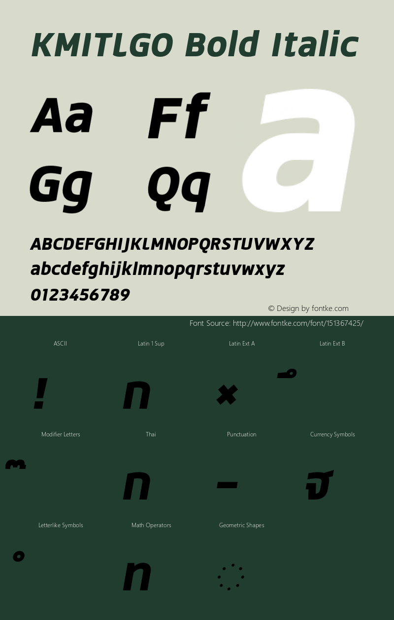 KMITLGOBoldItalic Version 1.00 2019 by Fontcraft: Jutipong Poosumas, Suwisa Sae-ueng图片样张