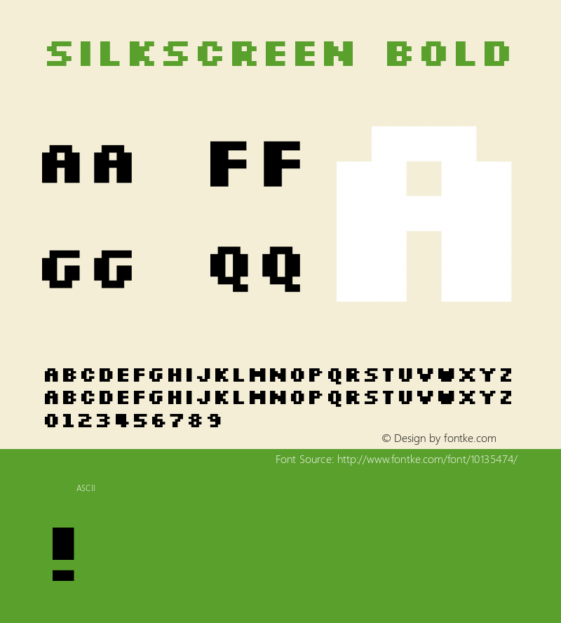 Silkscreen Bold 1.0 Sat Aug 21 15:44:44 1999图片样张