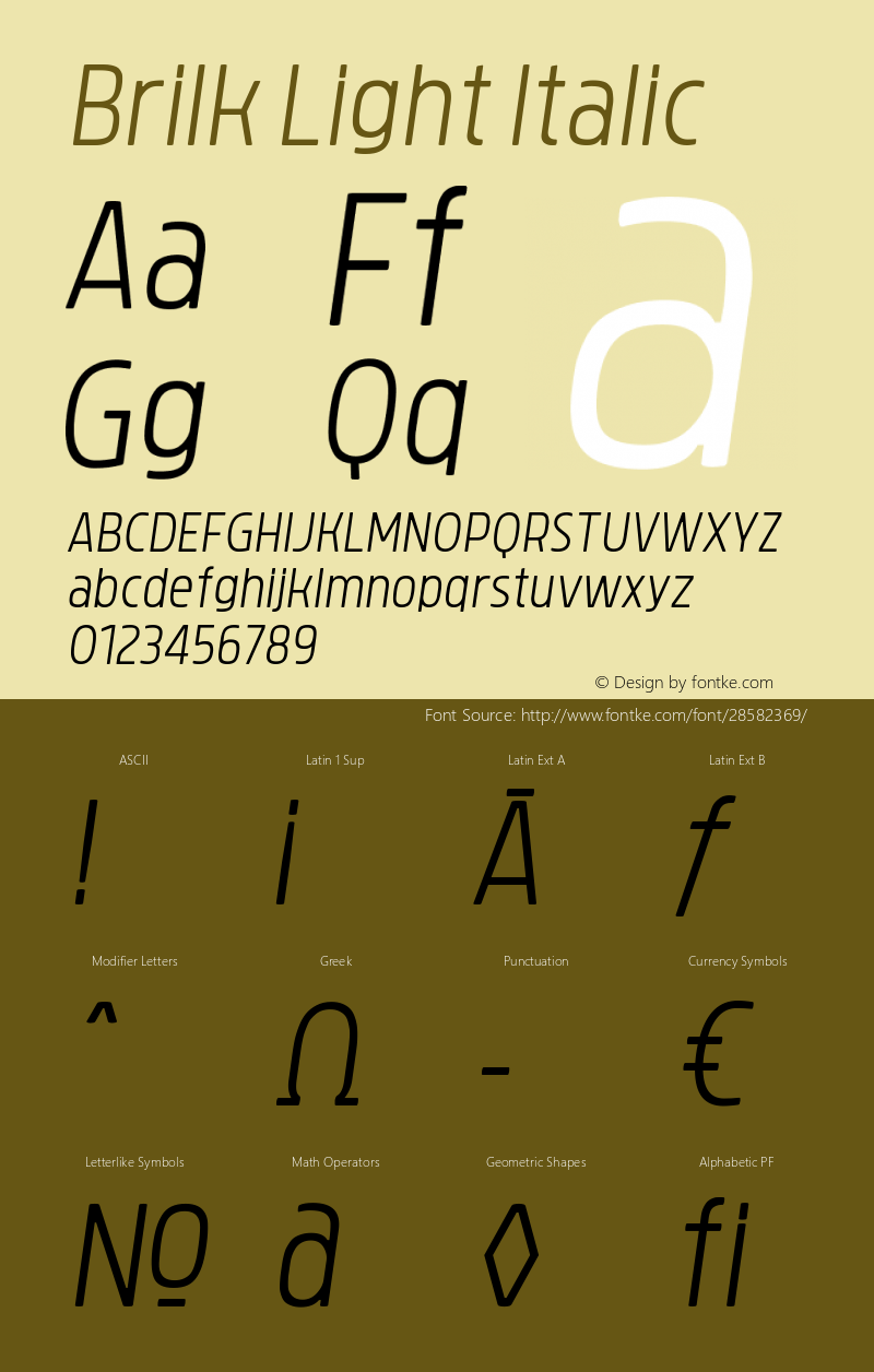 Brilk Light Italic Version 1.000;YWFTv17图片样张