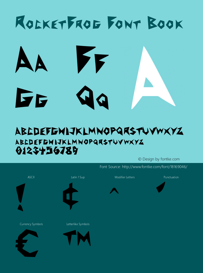 RocketFrog Font Book Version 1.00 July 30, 2012,图片样张