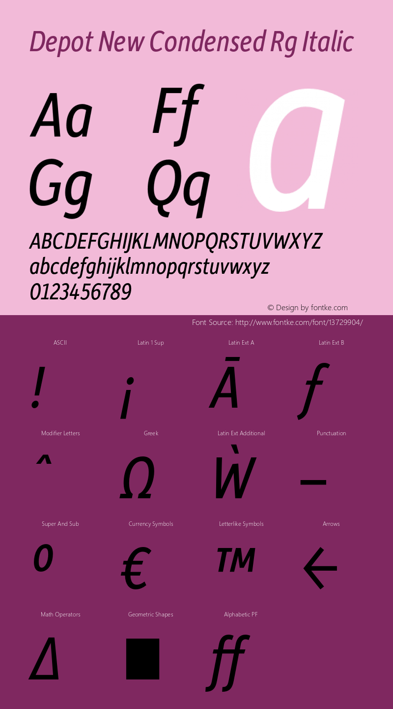 Depot New Condensed Rg Italic Version 2.000图片样张