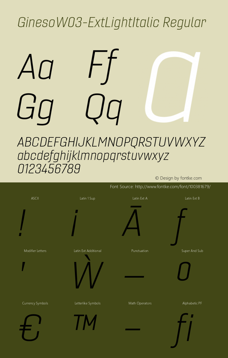 Gineso W03 Ext Light Italic Version 1.001图片样张