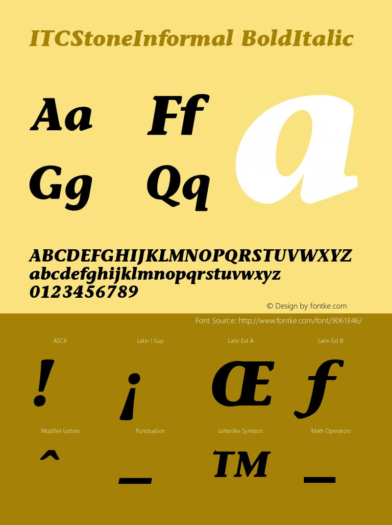 ITCStoneInformal BoldItalic Version 1.00图片样张