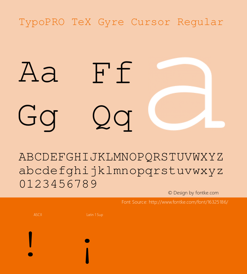 TypoPRO TeX Gyre Cursor Regular Version 2.004;PS 2.004;hotconv 1.0.49;makeotf.lib2.0.14853图片样张