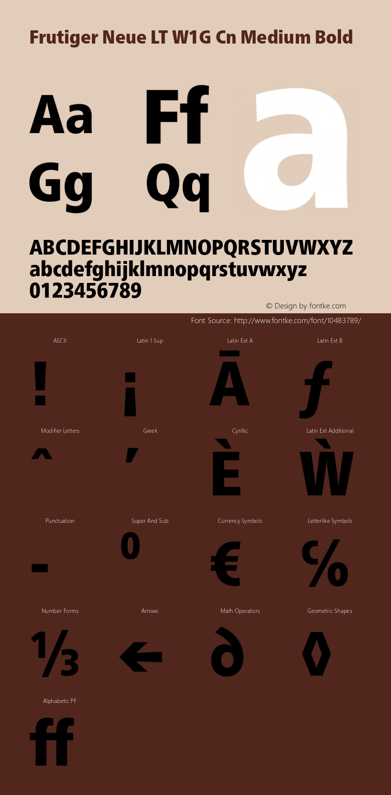 Frutiger Neue LT W1G Cn Medium Bold Version 1.00图片样张