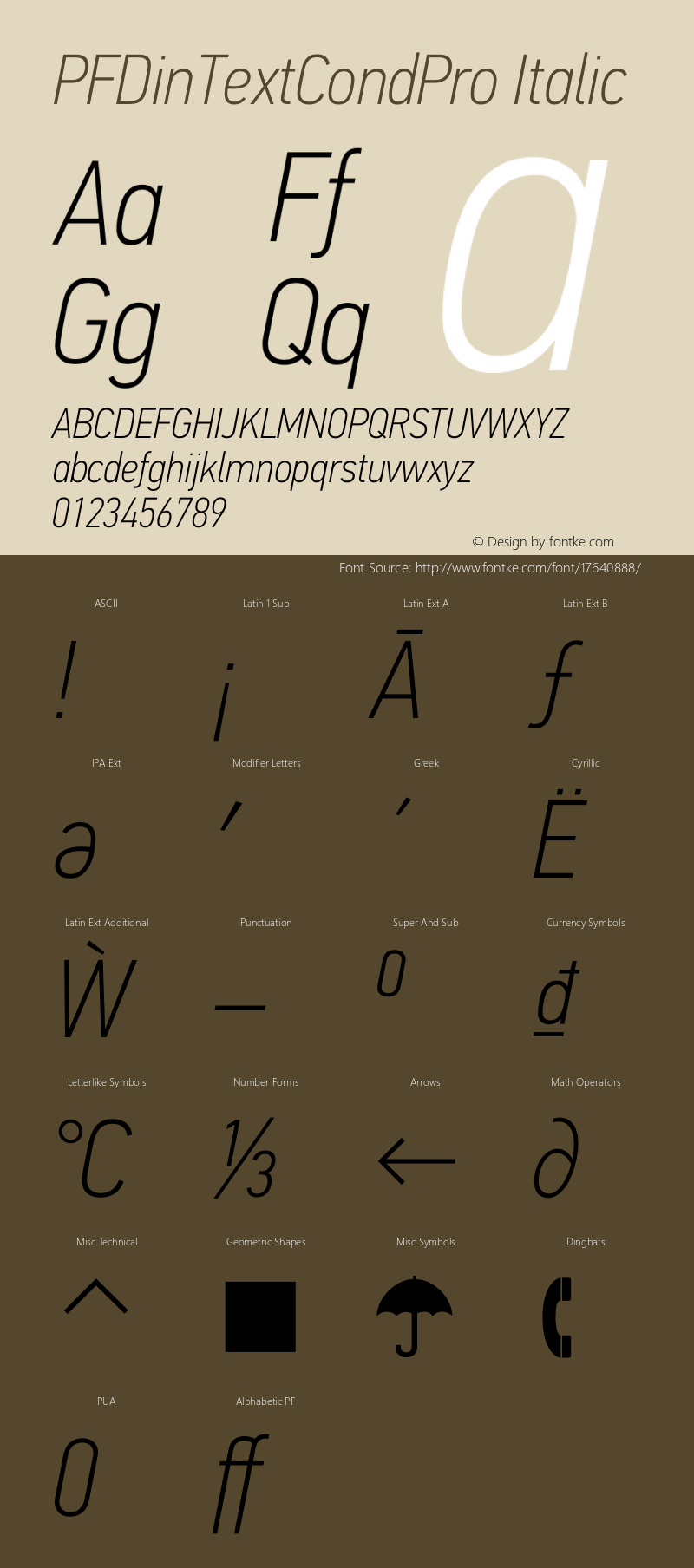 PFDinTextCondPro Italic Version 2.005 2005图片样张