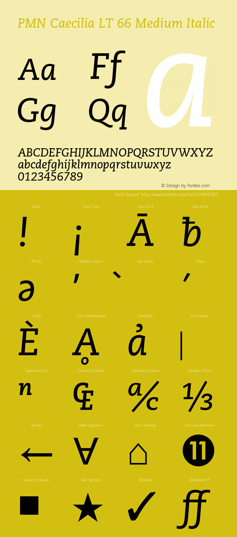 PMN Caecilia LT 66 Medium Italic Version 7.60 Kindle  09/05/2014图片样张