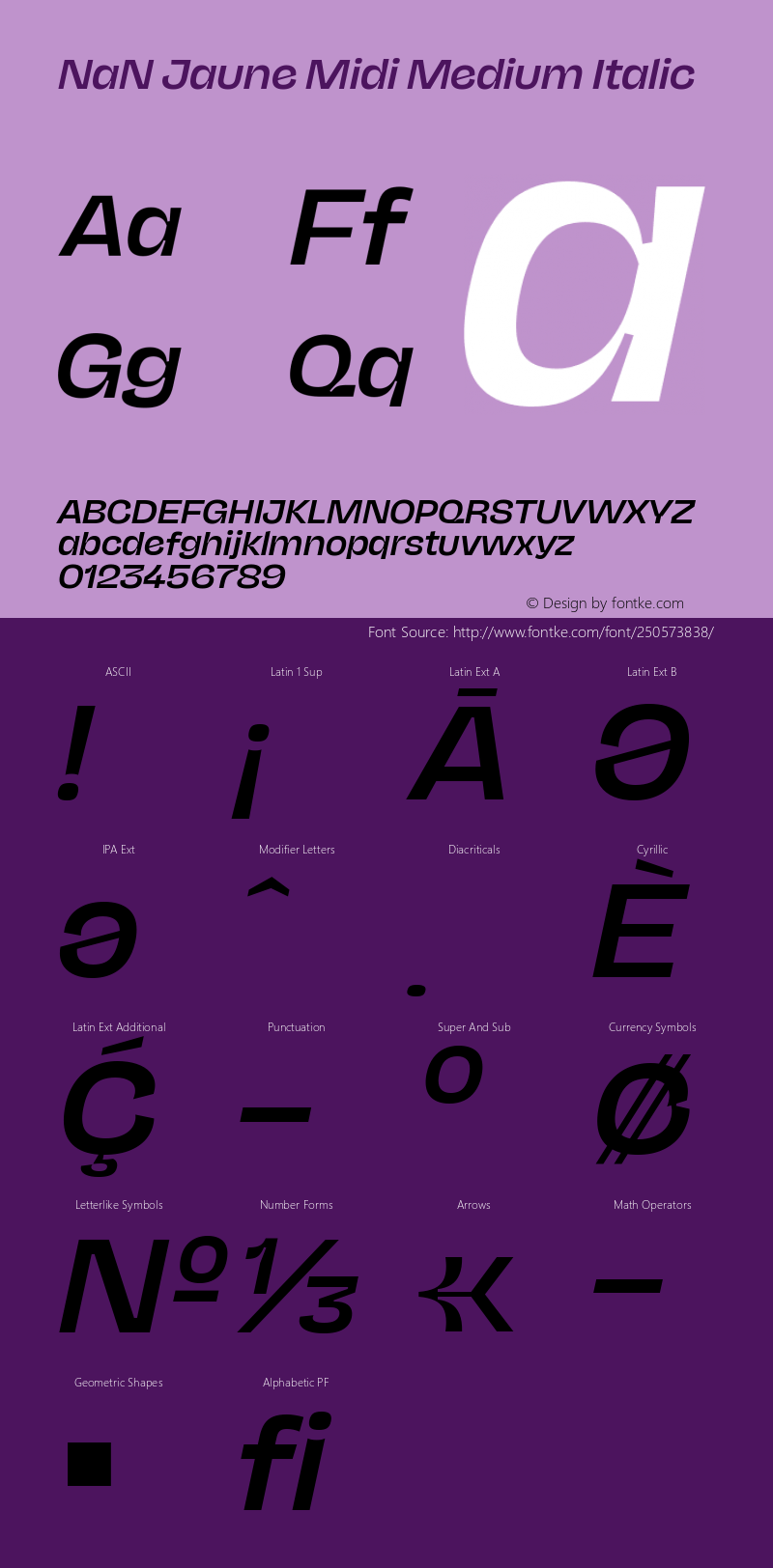 NaN Jaune Midi Medium Italic Version 1.002图片样张