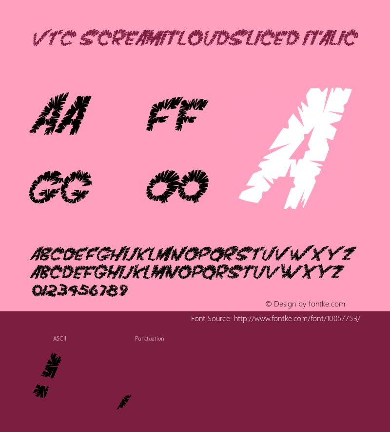 VTC ScreamItLoudSliced Italic 1999; 1.0, initial release图片样张