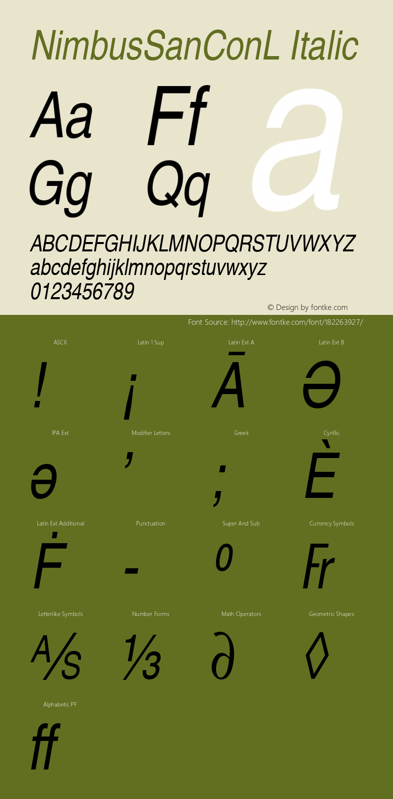 NimbusSanConL Italic Version 1.00图片样张