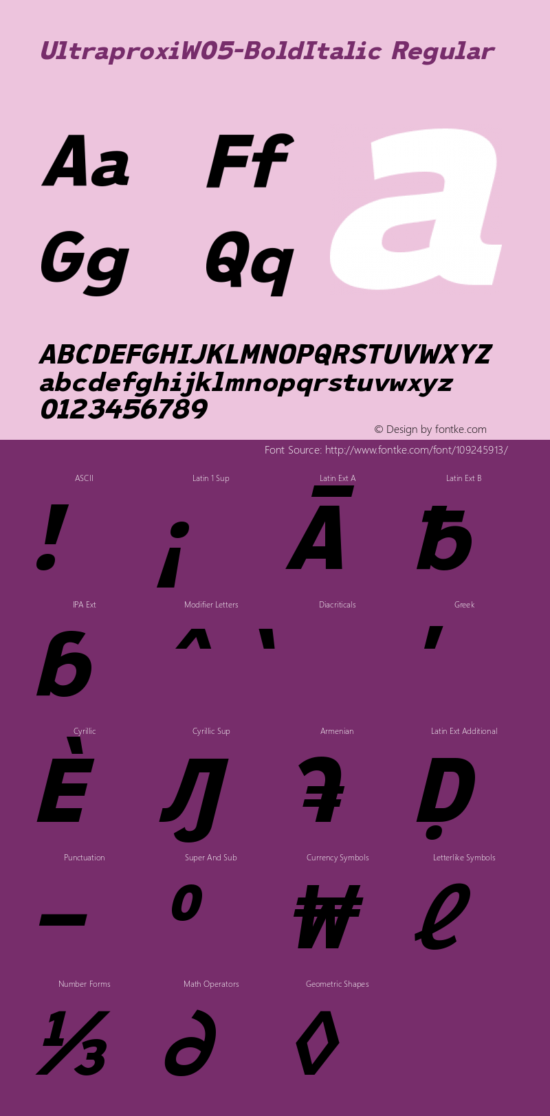 Ultraproxi W05 Bold Italic Version 1.00图片样张