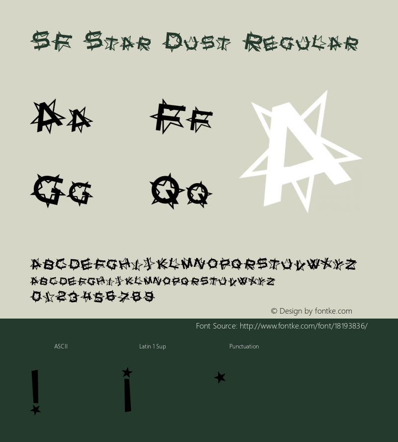 SF Star Dust Regular ver 1.0; 1999. Freeware for non-commercial use.图片样张