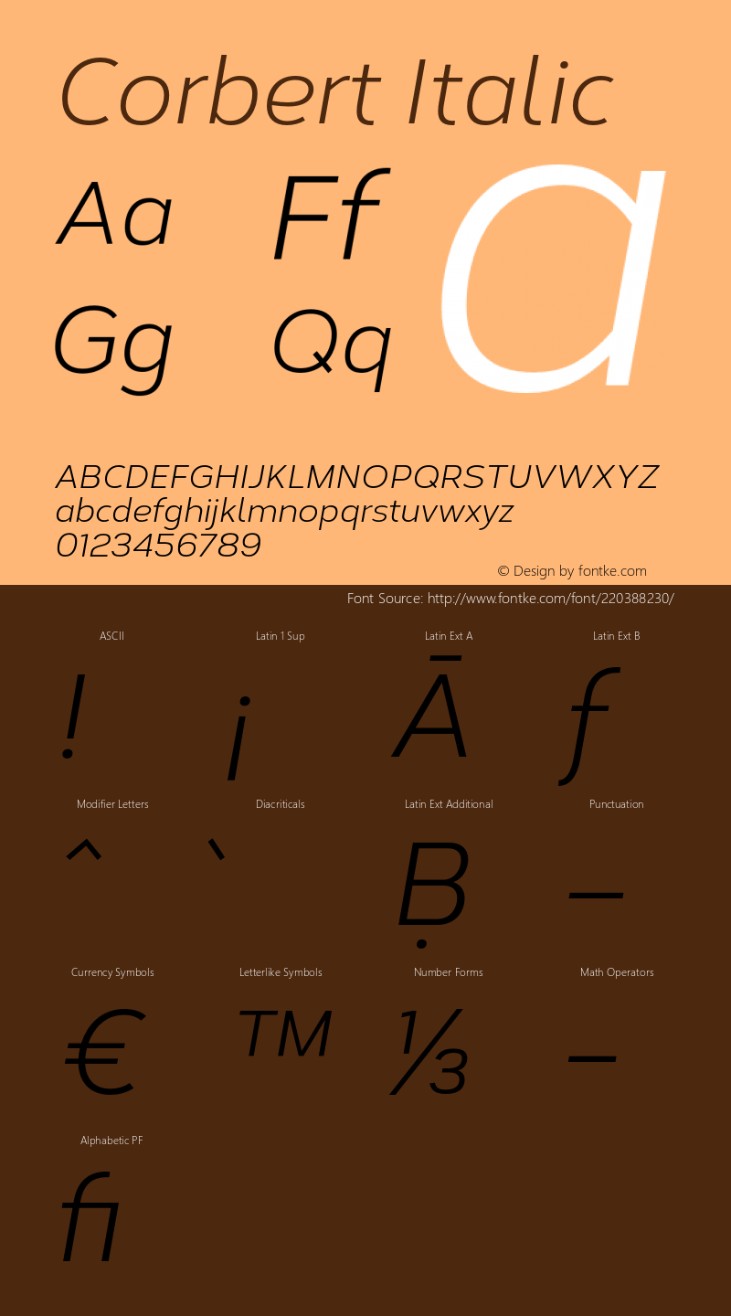 Corbert Regular Italic Version 002.001 March 2020图片样张