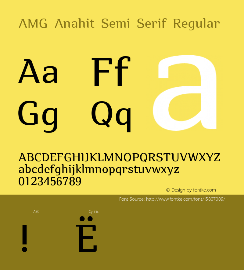 AMG Anahit Semi Serif Regular Version 001.000; ttfautohint (v1.4.1)图片样张