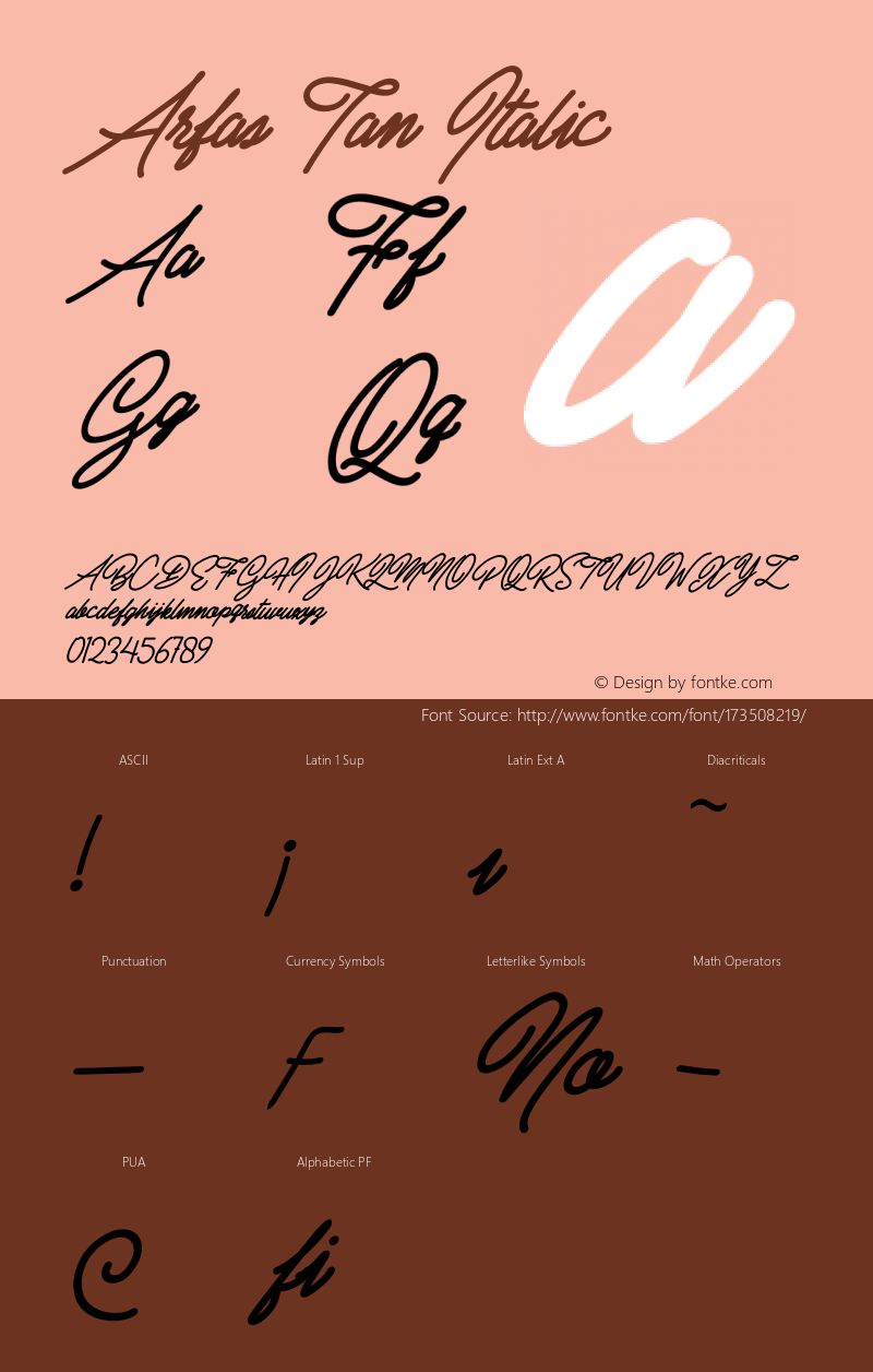 Arfas Tan Italic Version 1.00;July 27, 2021;FontCreator 13.0.0.2683 64-bit图片样张