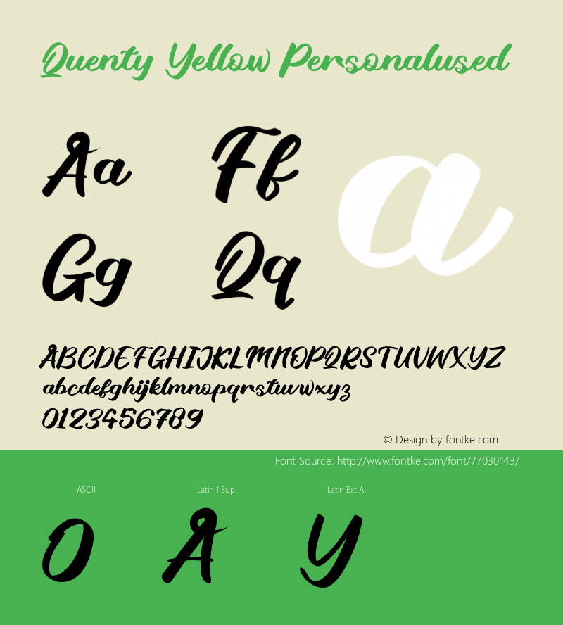QuentyYellowPersonalused Version 1.001;Fontself Maker 3.5.1图片样张