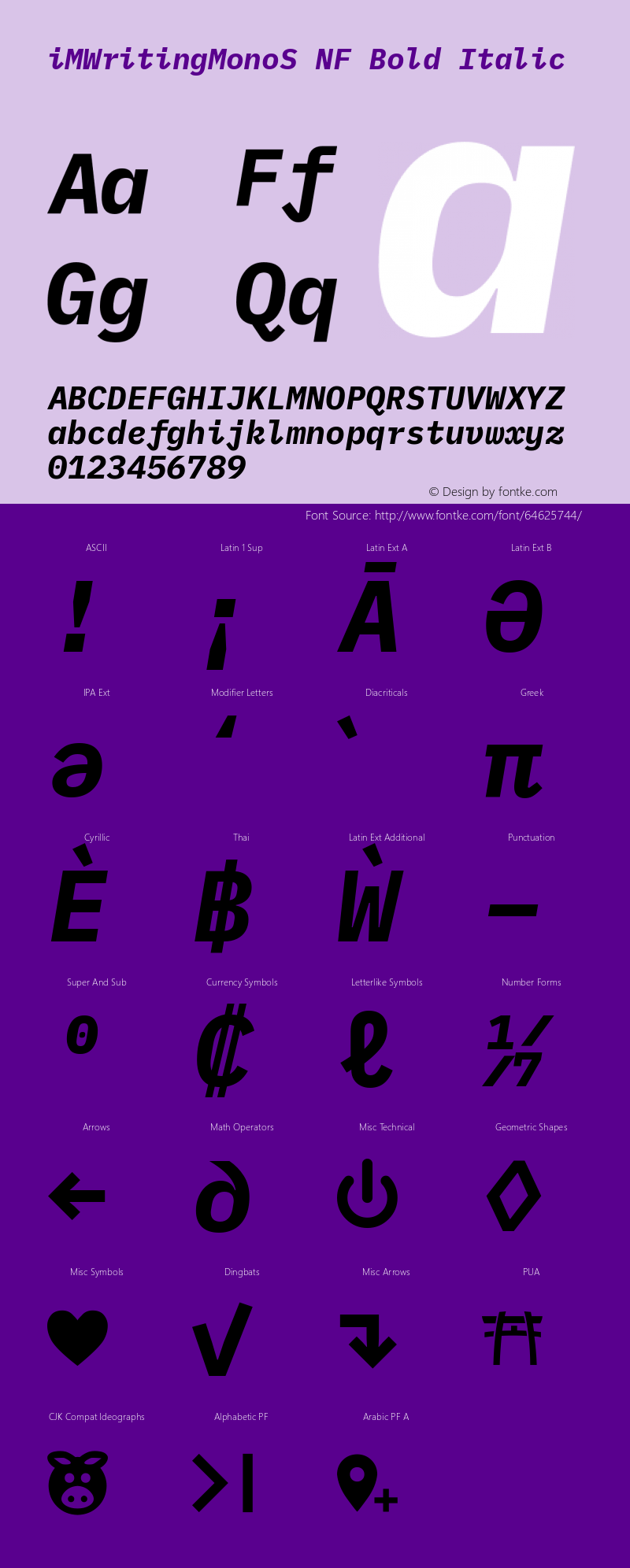 iM Writing Mono S Bold Italic Nerd Font Complete Mono Windows Compatible Version 2.000图片样张