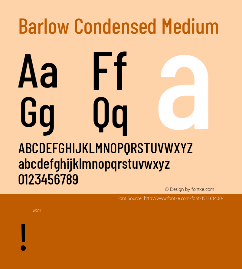 Barlow Condensed Medium Version 1.101;PS 001.101;hotconv 1.0.88;makeotf.lib2.5.64775; ttfautohint (v1.4.1)图片样张