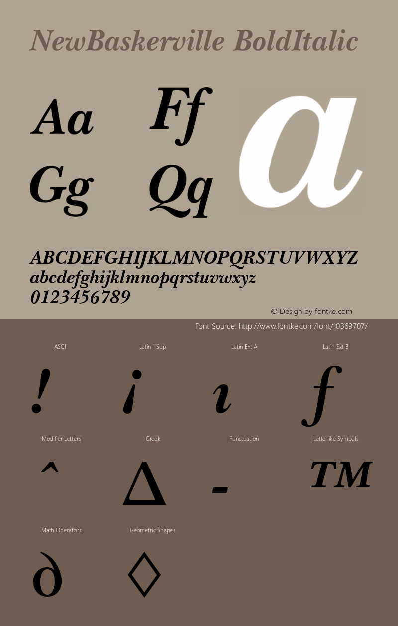 NewBaskerville BoldItalic Altsys Fontographer 4.1 3/4/95图片样张