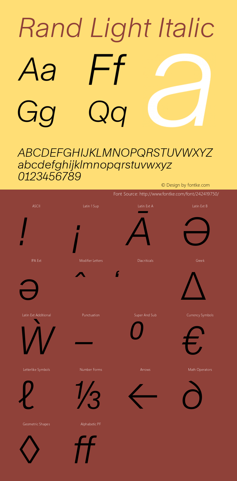 Rand Light Italic Version 1.002; build 0002图片样张