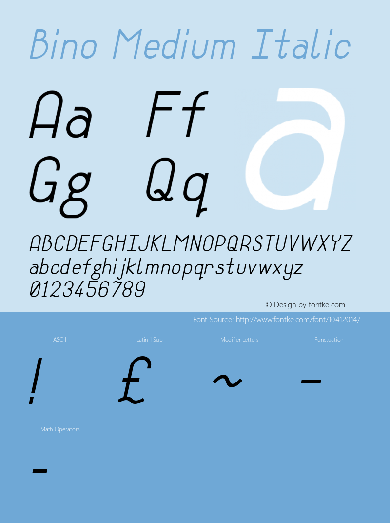 Bino Medium Italic Version 1.000图片样张