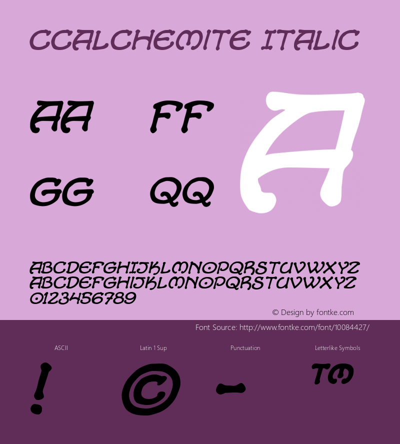 CCAlchemite Italic Macromedia Fontographer 4.1 1/16/01图片样张