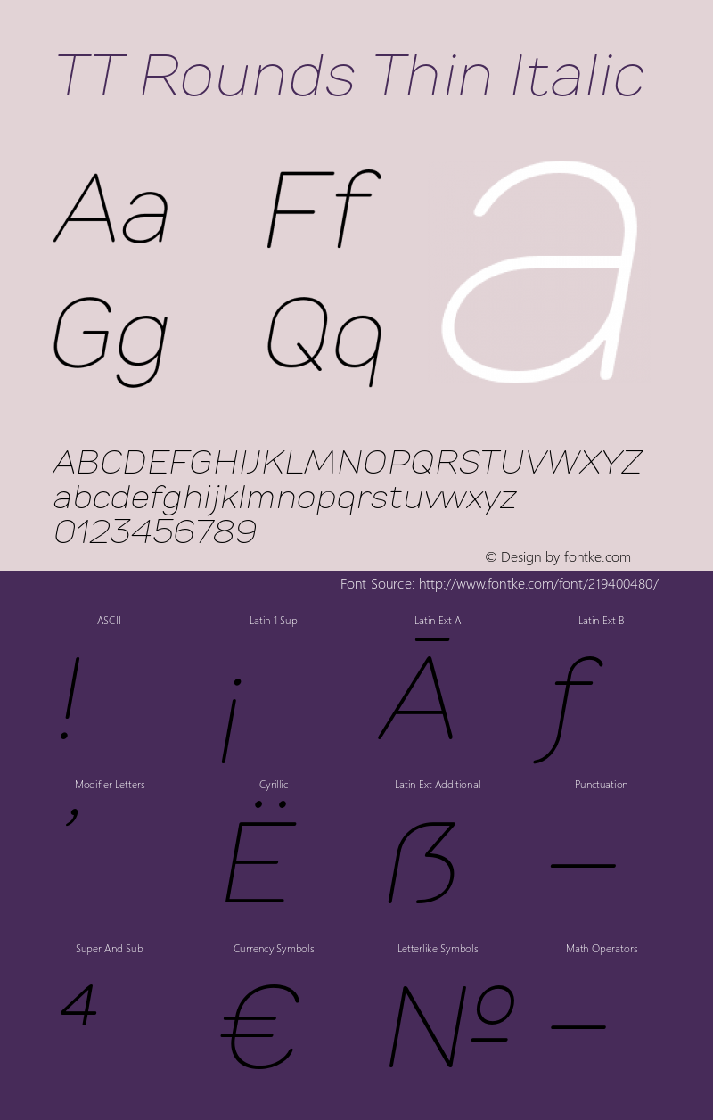 TT Rounds Thin Italic Version 1.010图片样张