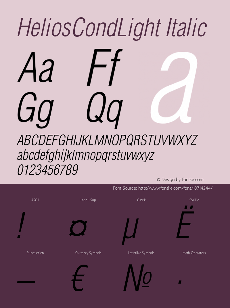 HeliosCondLight Italic OTF 1.0;PS 004.001;Core 116;AOCW 1.0 161图片样张