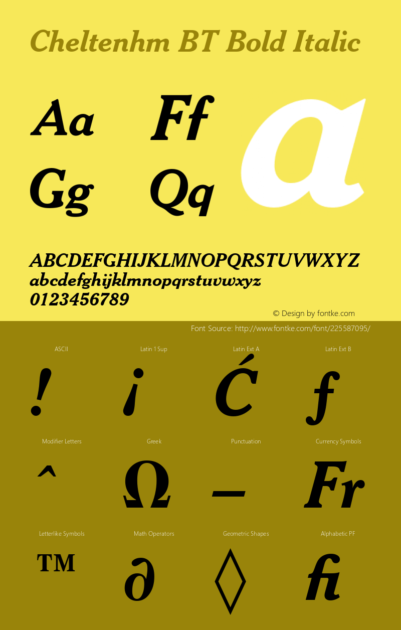 Cheltenhm BT Bold Italic Version 1.01 emb4-OT图片样张