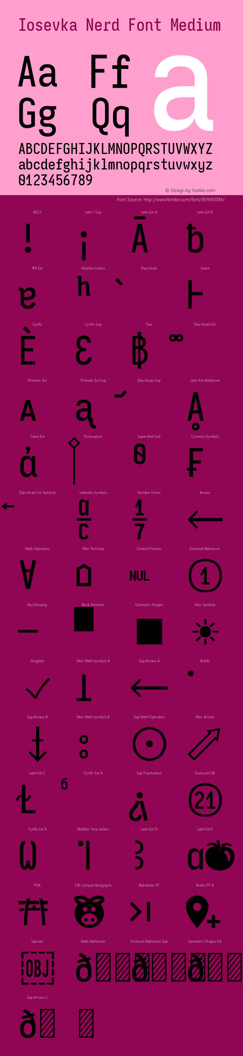 Iosevka Mayukai Monolite Medium Nerd Font Complete Version 10.3.4; ttfautohint (v1.8.4)图片样张