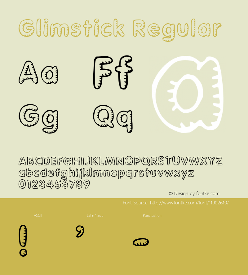 Glimstick Regular Macromedia Fontographer 4.1 30/03/98图片样张