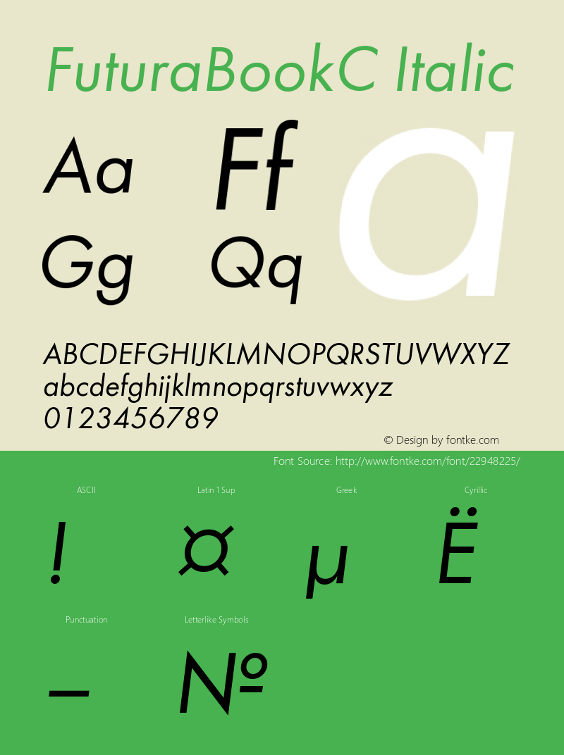 Futura Book Italic Cyrillic Version 001.000图片样张