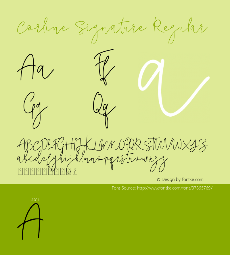 Corline Signature Version 1.00;August 15, 2019;FontCreator 11.5.0.2430 64-bit图片样张